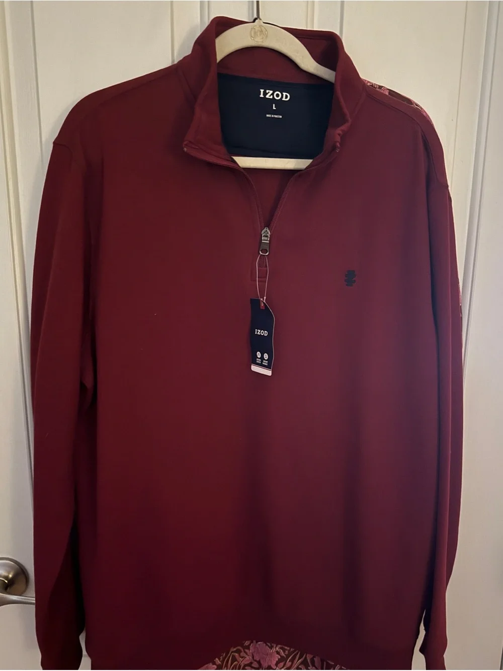 IZOD Fine Gauge 1/4 ZIP Sweatshirt sweater - MAROON